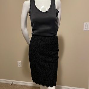 DIANE VON FURSTENBERG VINTAGE DEAD-STICK LACE HIGH WAIST PENCIL SKIRT size8 NWT